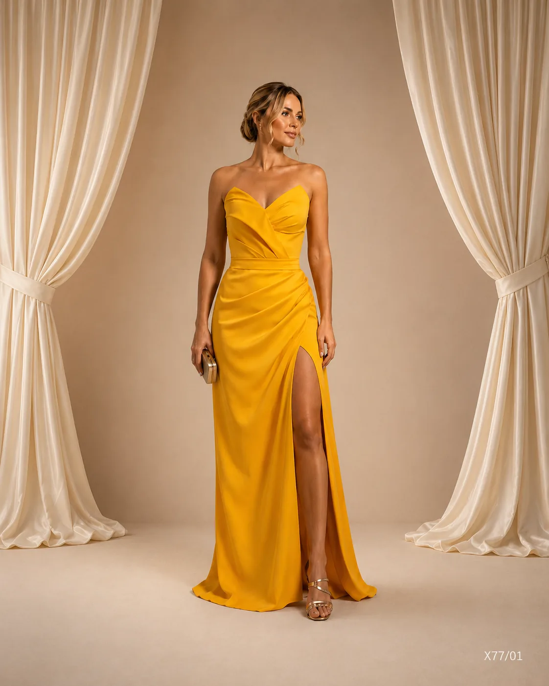 Vestido Longo Tomara que Caia Drapeado