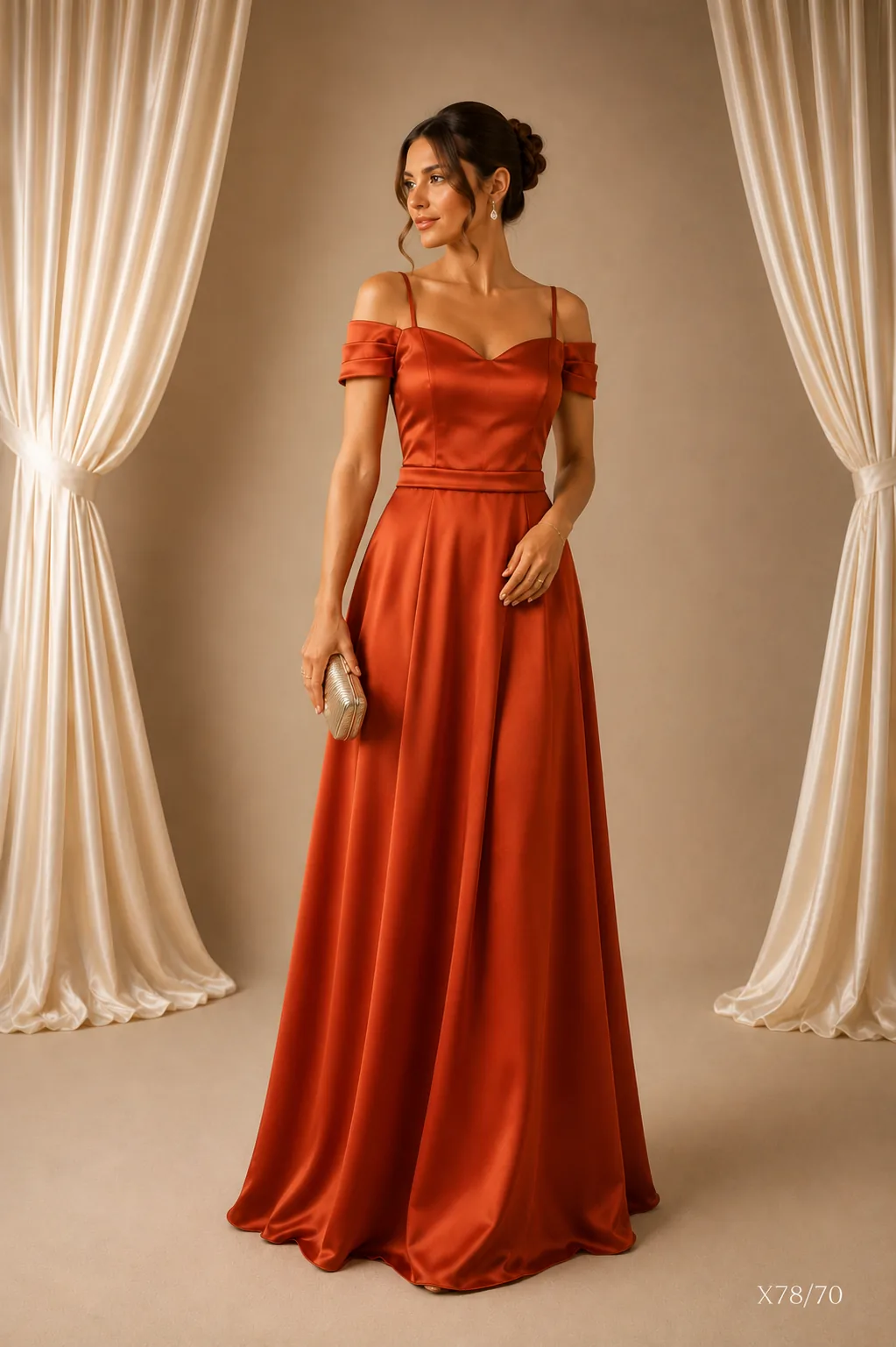 Vestido Longo Decote Coração